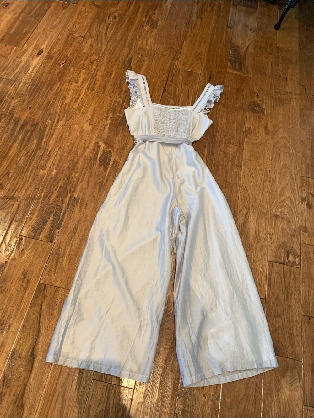 Adelyn Rae Light Gray Ruffle Strap Jumpsuit - Picture 3 of 16